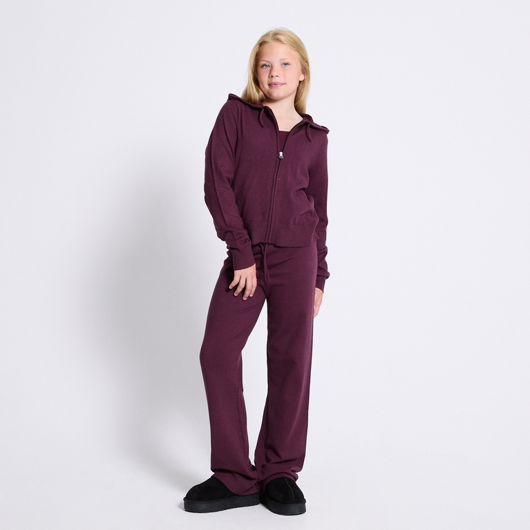 Knit zip hoodie "Jennifer star" Light Burgundy